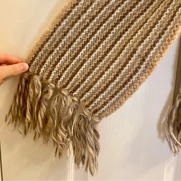 Aris Tan Striped Knit Tassel Scarf Unisex Womens One Size - Picture 4 of 13